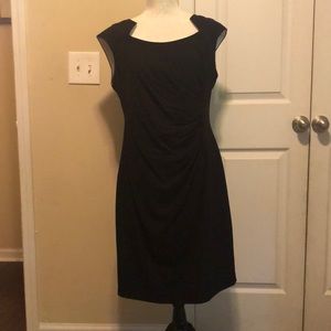 Calvin Klein Black Ruched Sleeveless Sheath Dress, Size 14, Excellent Condition